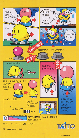 Taito The NewZealand Story Japan Instruction Card 2